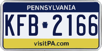 PA license plate KFB2166