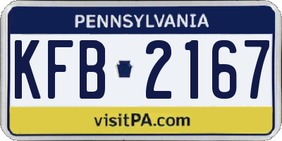 PA license plate KFB2167