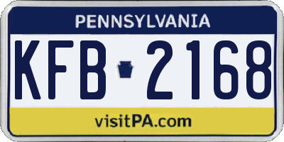 PA license plate KFB2168