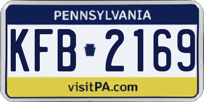 PA license plate KFB2169