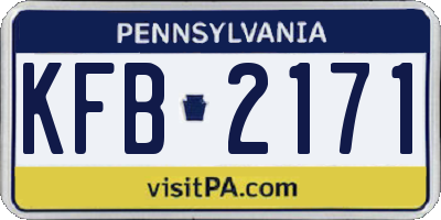 PA license plate KFB2171