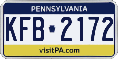 PA license plate KFB2172