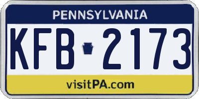 PA license plate KFB2173