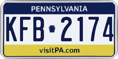 PA license plate KFB2174