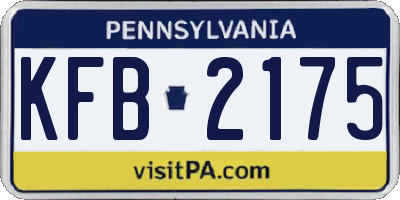 PA license plate KFB2175