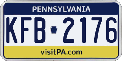 PA license plate KFB2176