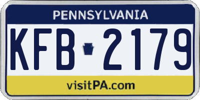 PA license plate KFB2179