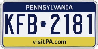 PA license plate KFB2181