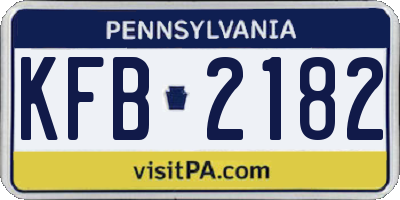 PA license plate KFB2182
