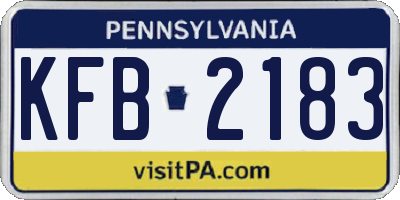 PA license plate KFB2183