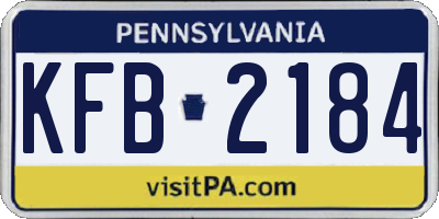 PA license plate KFB2184