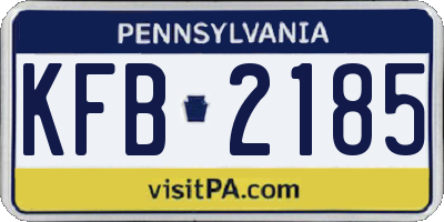 PA license plate KFB2185