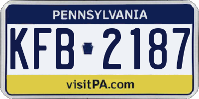 PA license plate KFB2187