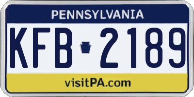 PA license plate KFB2189