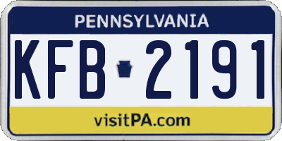 PA license plate KFB2191