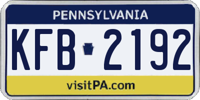 PA license plate KFB2192