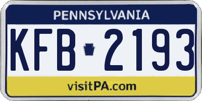 PA license plate KFB2193