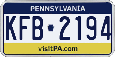 PA license plate KFB2194