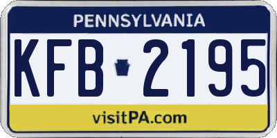 PA license plate KFB2195