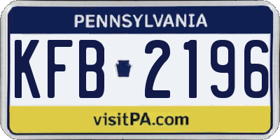 PA license plate KFB2196