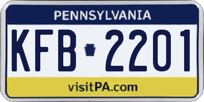 PA license plate KFB2201