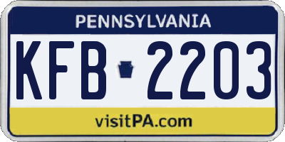 PA license plate KFB2203