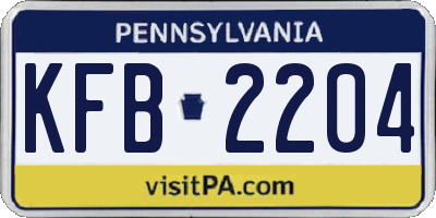 PA license plate KFB2204