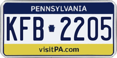 PA license plate KFB2205