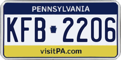 PA license plate KFB2206