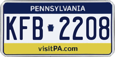 PA license plate KFB2208