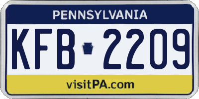 PA license plate KFB2209