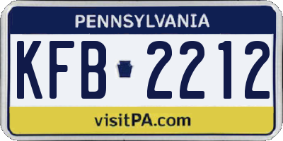 PA license plate KFB2212