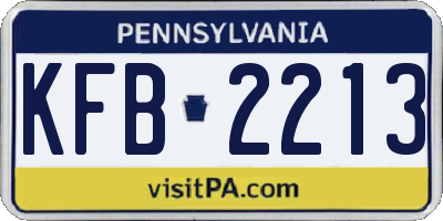 PA license plate KFB2213