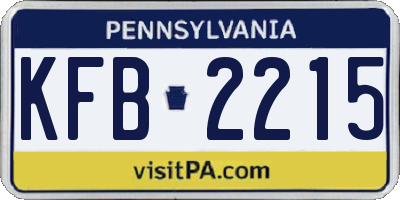 PA license plate KFB2215