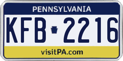 PA license plate KFB2216