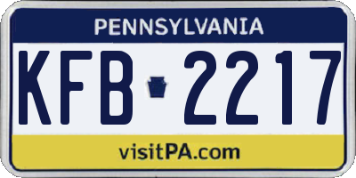 PA license plate KFB2217