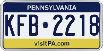PA license plate KFB2218