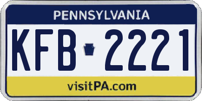 PA license plate KFB2221