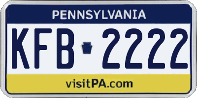 PA license plate KFB2222