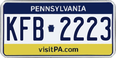 PA license plate KFB2223