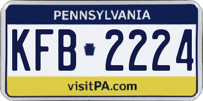 PA license plate KFB2224