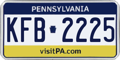 PA license plate KFB2225