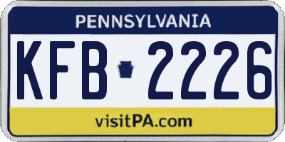 PA license plate KFB2226