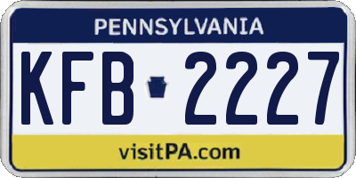 PA license plate KFB2227