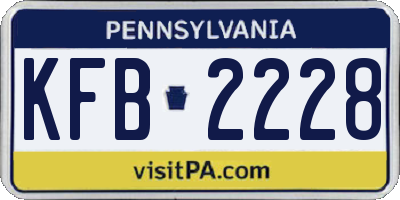 PA license plate KFB2228