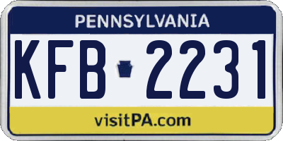 PA license plate KFB2231
