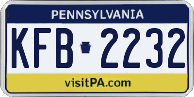 PA license plate KFB2232
