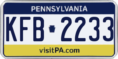 PA license plate KFB2233