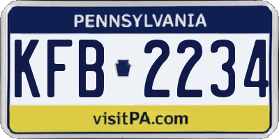 PA license plate KFB2234