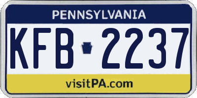 PA license plate KFB2237